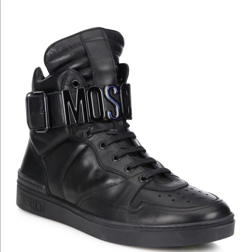 Moschino Leather High-Top Sneakers
